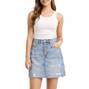 2 for $20 Altar'd State Jean Skirt NEW Frayed Buttoned Size Small